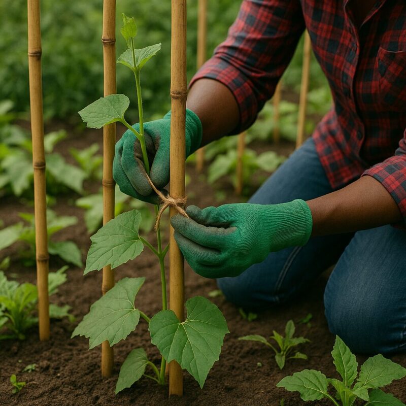 Holding up ugu in sticks