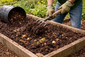 home gardening planting season soil preparation with compost